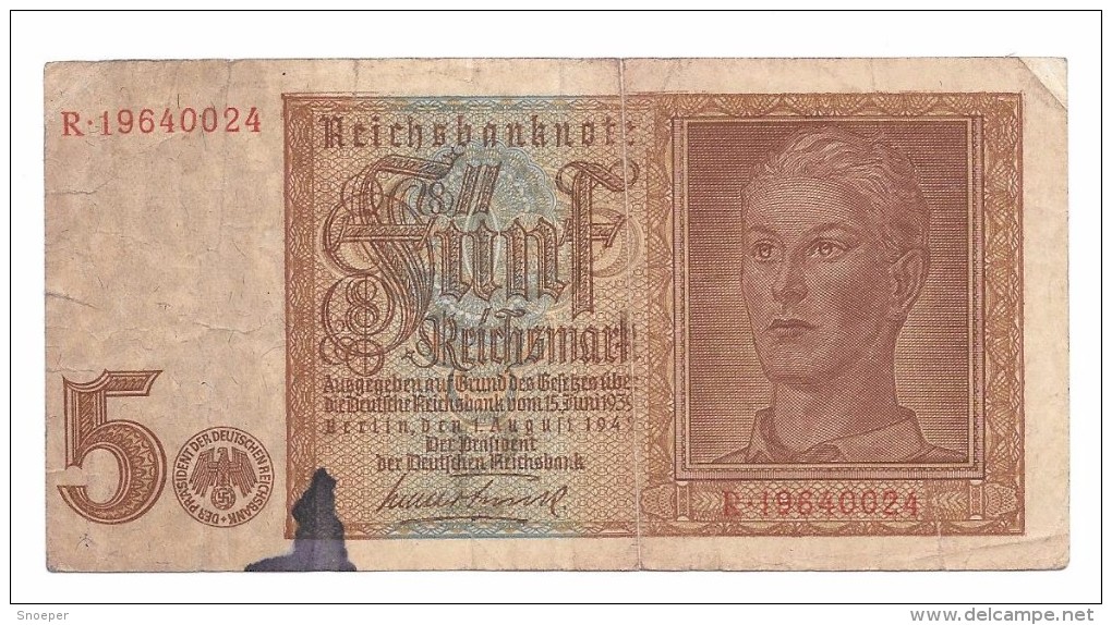 5 Reichsmark  1/8/1942 - 5 Reichsmark