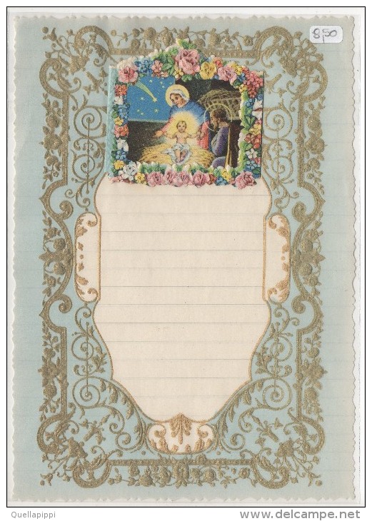 03361 "LETTERA DI NATALE - LETTRE DE NOEL - CHRISTMAS LETTER" DECORATA IN ORO E RILIEVO, ANNI '30 XX SECOLO ORIGINALE - Kerstversiering