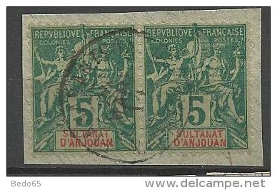 ANJOUAN PAIRE DE N° 4 OBL FIANARANTSOA / MADAGASCAR CENTRAGE PARFAIT - Used Stamps