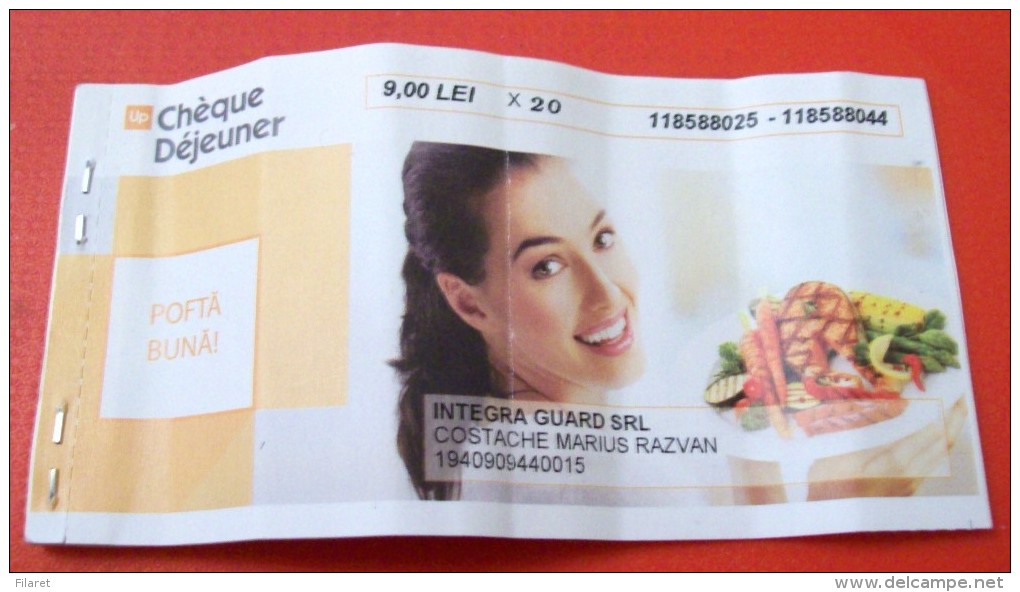 ROMANIA-CHEQUE DEJEUNER-ONLY COVERS - Chèques & Chèques De Voyage