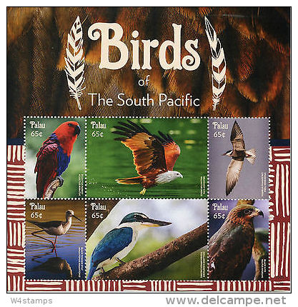 Palau 2015 MNH Birds South Pacific 6v M/S Parrots Birds Of Prey Tern Kingfisher - Other & Unclassified