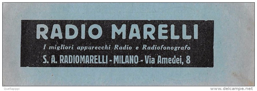 03363 "RADIO FOR MILANO - ELETTROISOLANTI C. FORMENTI & C. - RADIO MARELLI"  SEGNALIBRO. ORIGINALE - Segnalibri