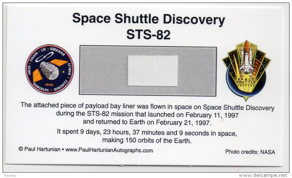 - STS 82 - SPACE SHUTTLE DISCOVERY / SEGMENT OF PAYLOAD BAY LINER - FLOWN - Meteoritos