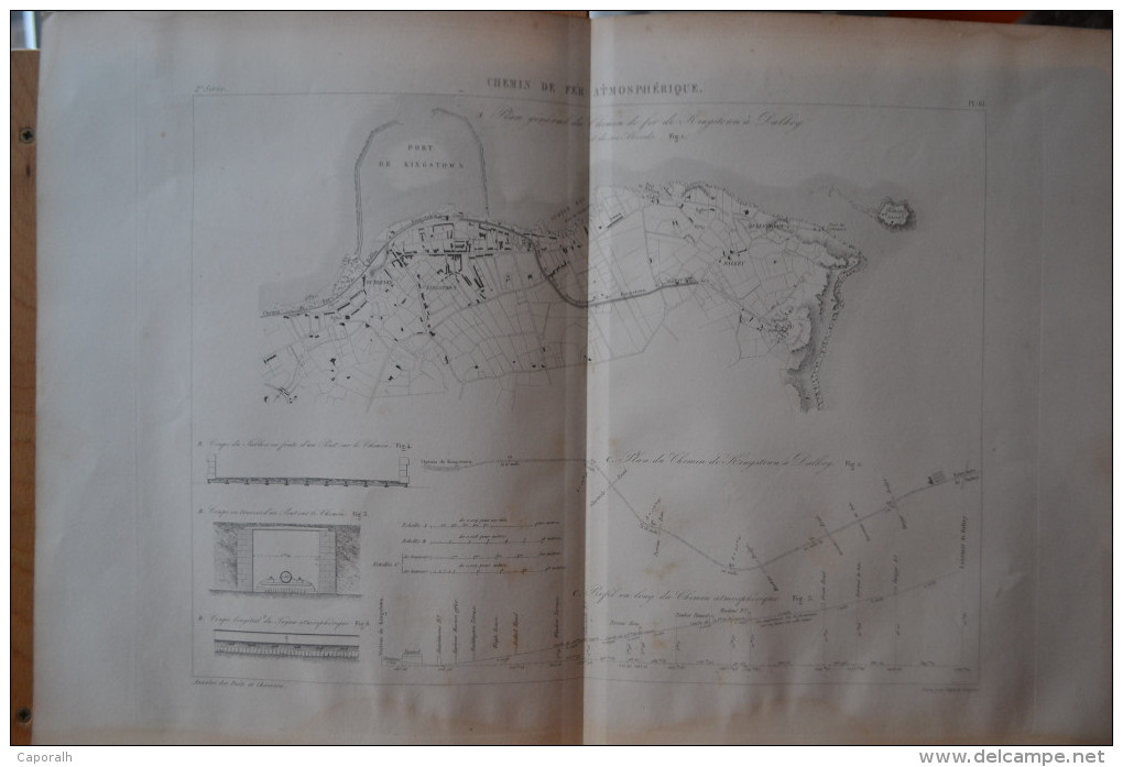 Chemins De Fer Anglais . 1 Gravure Sur Cuivre (1845) . Ligne De Kingstown à Dalkey. - Estampes & Gravures