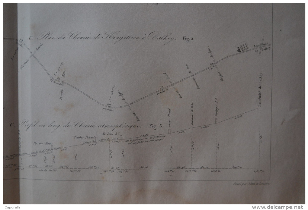 Chemins De Fer Anglais . 1 Gravure Sur Cuivre (1845) . Ligne De Kingstown à Dalkey. - Estampes & Gravures