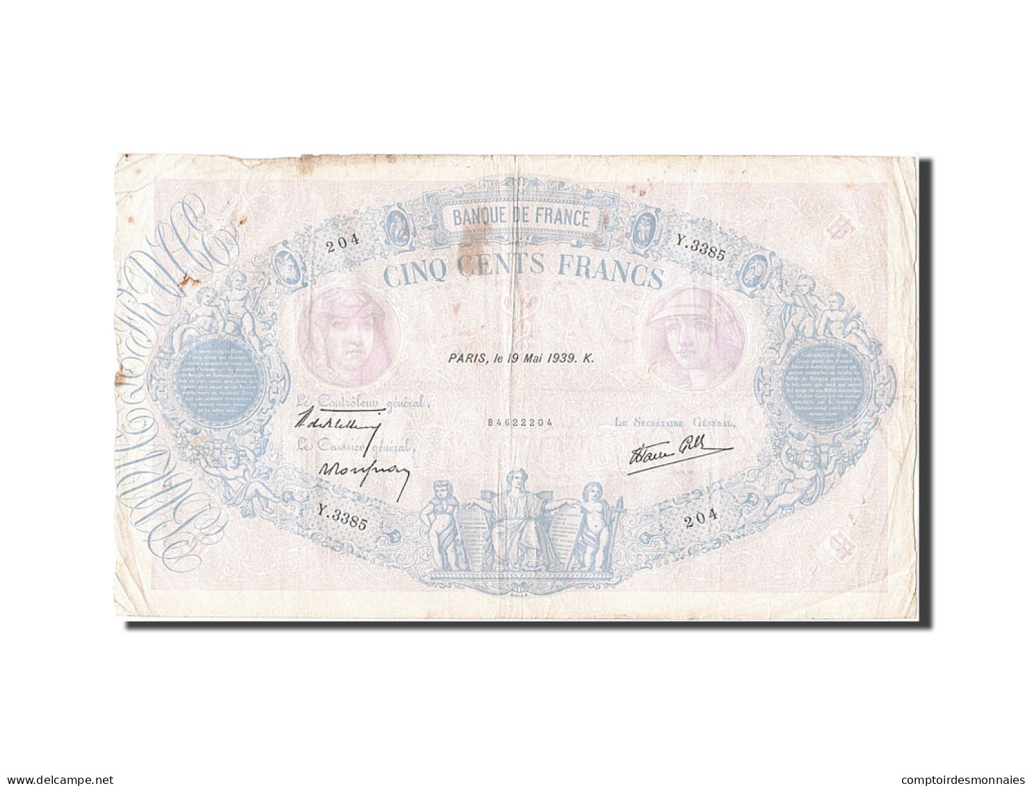 Billet, France, 500 Francs, 1888, 1939-05-19, TB, Fayette:31.32, KM:88c - 500 F 1888-1940 ''Bleu Et Rose''