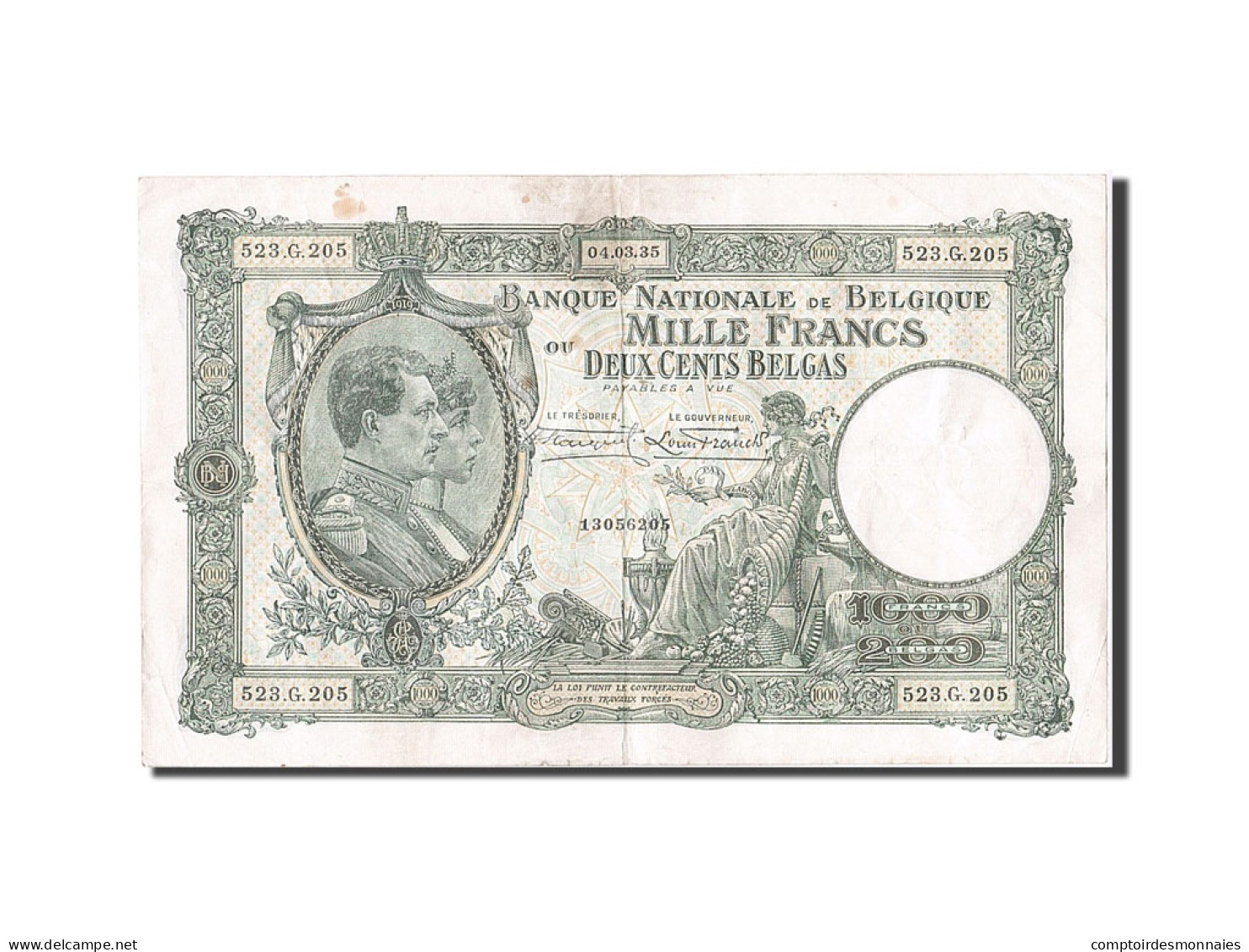 Billet, Belgique, 1000 Francs-200 Belgas, 1927-1929, 1935-03-04, KM:104, TTB - 1000 Francs & 1000 Francs-200 Belgas