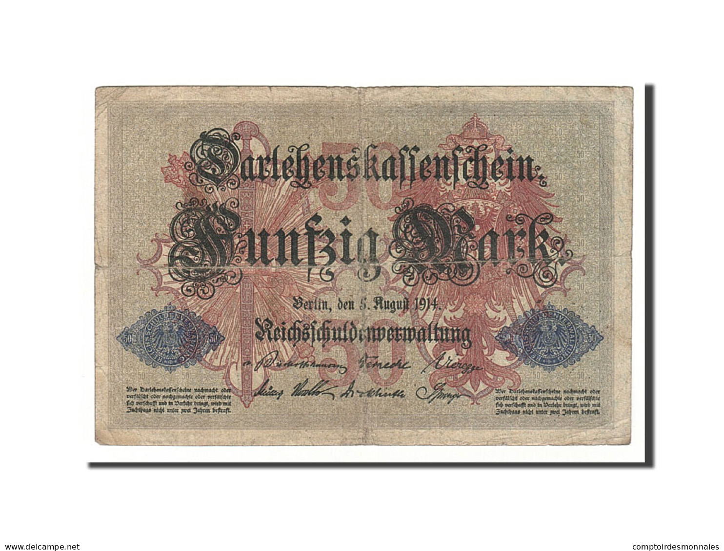 Billet, Allemagne, 50 Mark, 1914, 1914-08-05, KM:49b, TB+ - 50 Mark