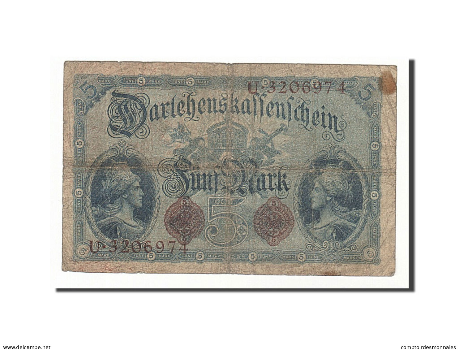 Billet, Allemagne, 5 Mark, 1914, 1914-08-05, KM:47b, B+ - 5 Mark