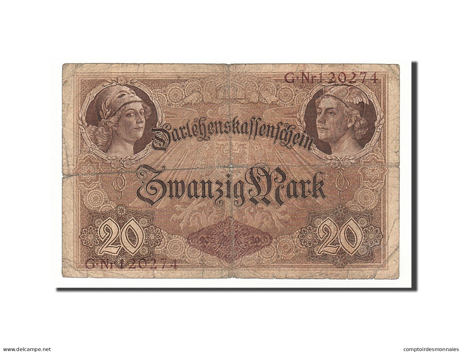 Billet, Allemagne, 20 Mark, 1914, 1914-08-05, KM:48a, B+ - 20 Mark