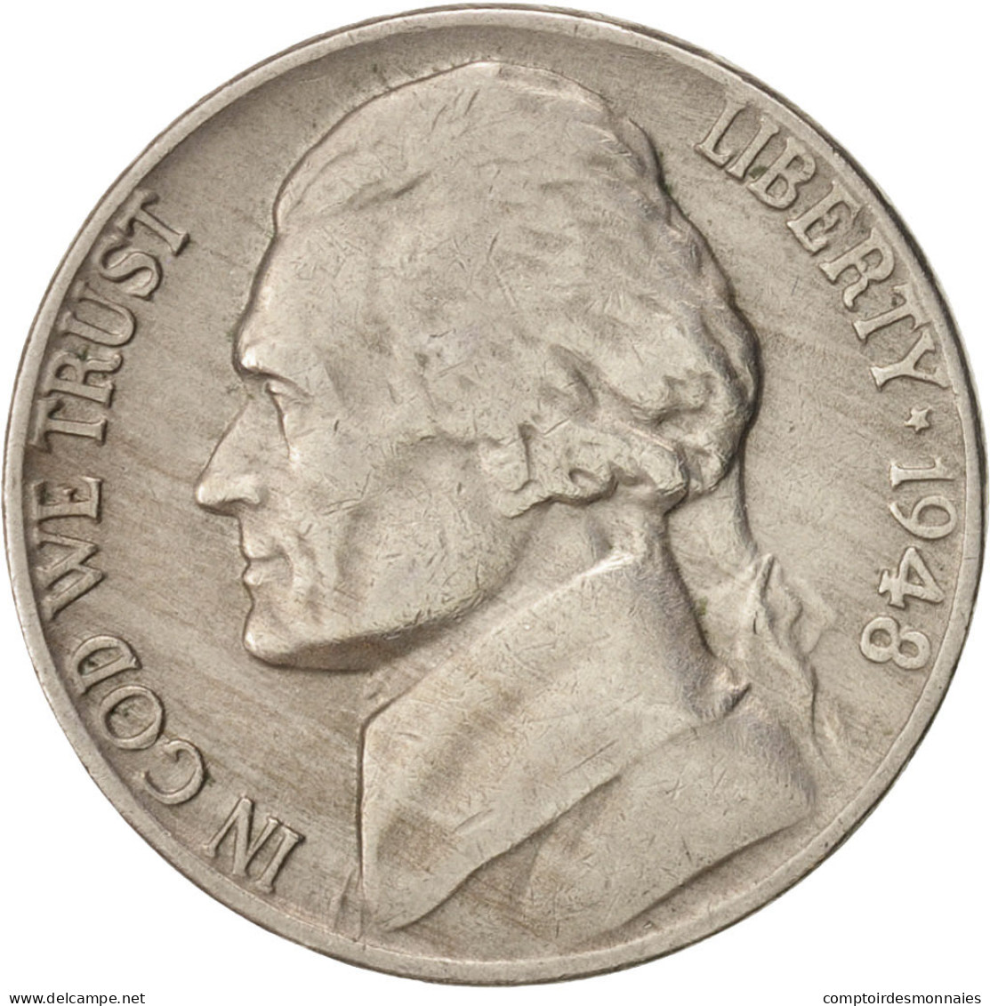 Monnaie, États-Unis, Jefferson Nickel, 5 Cents, 1948, U.S. Mint, Philadelphie - 1938-…: Jefferson