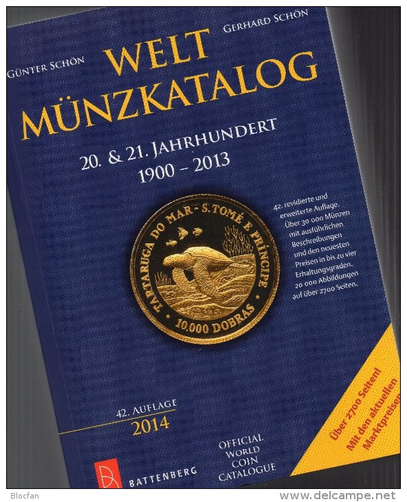 Battenberg Verlag: Welt-Münzkatalog A-Z Schön 2014 New 50€ Münzen 20/21.Jahrhundert Europa Amerika Afrika Asien Ozeanien - Duits