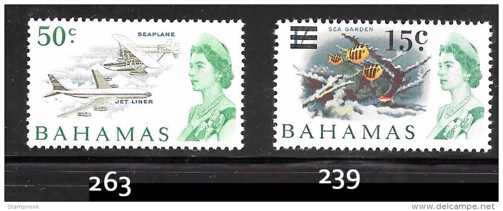 Bahamas Scott   239, 263 Mint LH  VF  CV $ 2.95 - 1963-1973 Ministerial Government