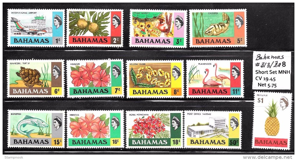 Bahamas Scott   313-327 Short Set 13 Values  Mint NH  VF  CV $19.75 - 1963-1973 Ministerial Government