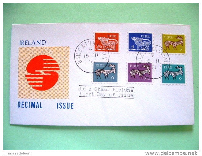 Ireland 1971 FDC Cover - Dog - Stag - Scott #296/299 + 300/301 = 4.60 $ - Covers & Documents