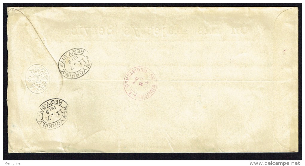 TURKS &amp; CAICOS  1918 Registered OHMS Letter To USA   1d. WAR TAX  SG 146 X9 - Turks And Caicos
