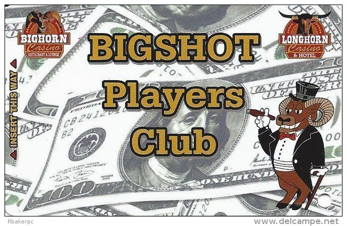 Bighorn & Longhorn Casinos Las Vegas Bigshot Players Club Card - No Smartchip (Blank) - Cartes De Casino