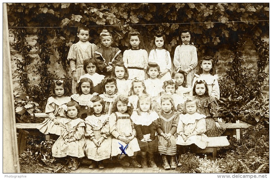 France Vendee Foussais Groupe D'Enfants Ancienne Photo Cabinet Cosset Chabot 1908 - Identified Persons