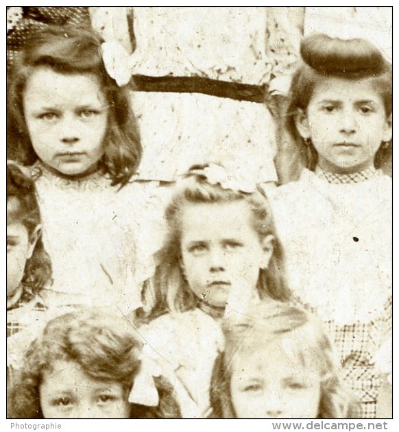 France Vendee Foussais Groupe D'Enfants Ancienne Photo Cabinet Cosset Chabot 1908 - Identified Persons