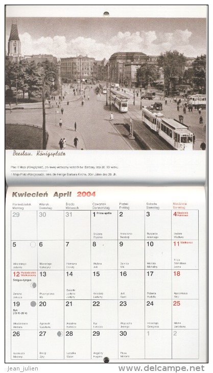 POLOGNE  - CALENDRIER  -  BRESLAU -  WROCLAW  -   2004 - Autres & Non Classés