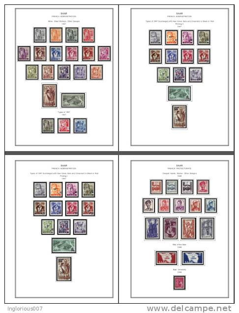 GERMANY SAAR  STAMP ALBUM PAGES 1920-1959 (39 Color Illustrated Pages) - English