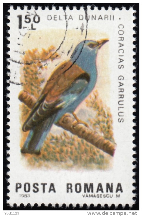 ROMANIA - Scott #3140 Coracias Garrulus (*) / Used Stamp - Zangvogels