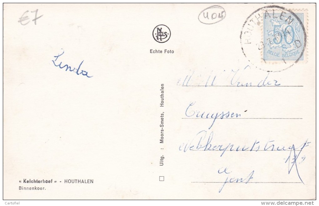 HOUTHALEN-KELCHTERHOEF-BINNENKOER-UITGAVE-MOORS-SMETS-VERSTUURD-1962-ZIE 2 SCANS - Houthalen-Helchteren