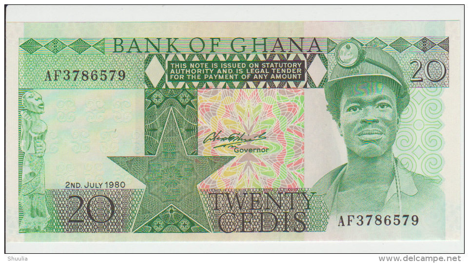 Ghana 20 Cedis 1980 Pick 21b UNC - Ghana