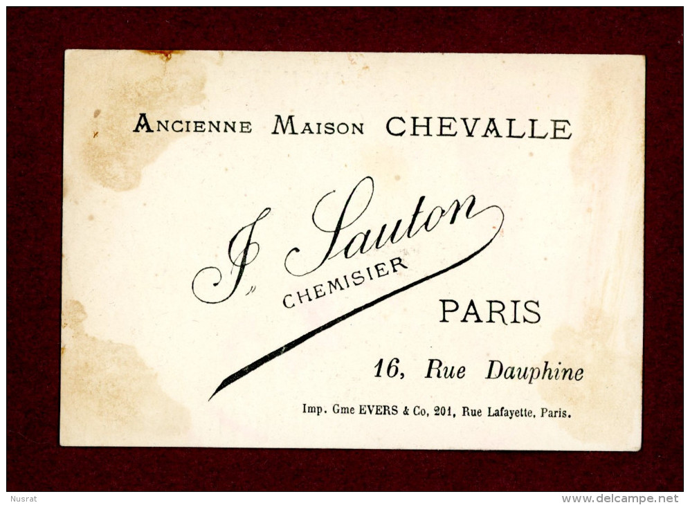 J. Sauton, Paris Rue Dauphine, Jolie Chromo Thème Petits Métiers, Chapelier, Chapeaux, Essayage, Miroir - Autres & Non Classés