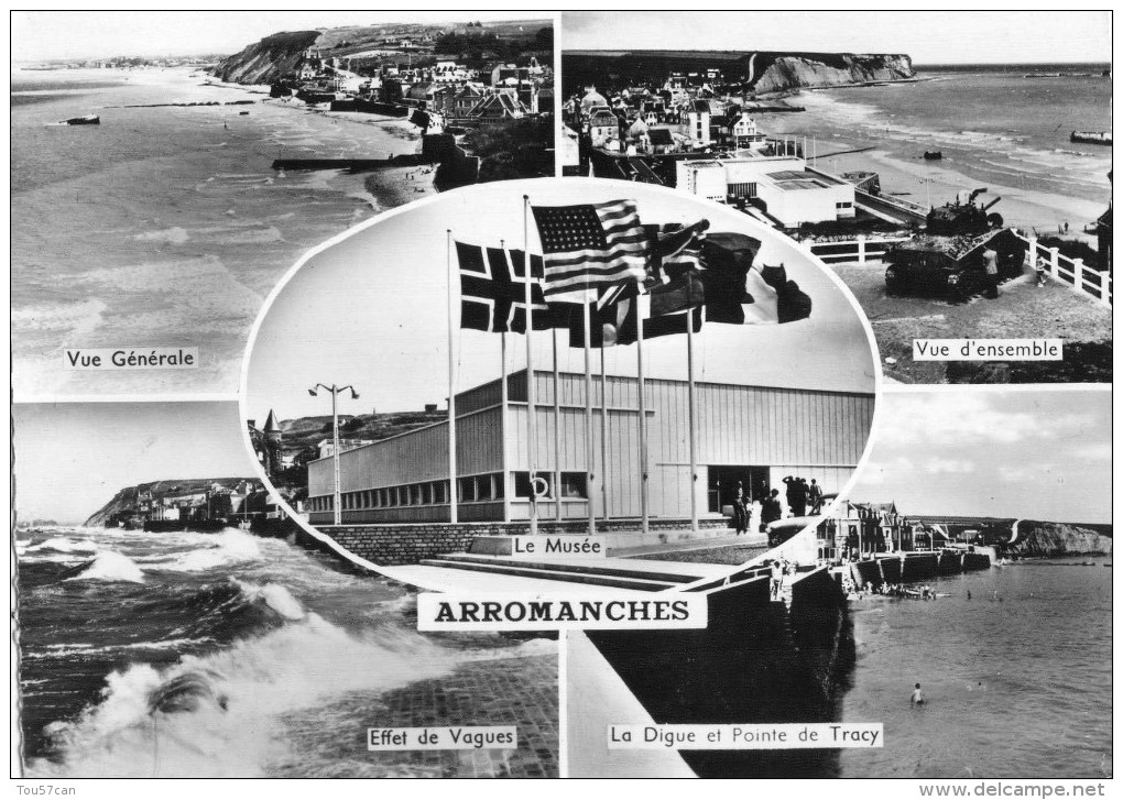 ARROMANCHES - CALVADOS  (14) - CPSM MULTIVUES  BEL AFFRANCHISSEMENT ET FLAMME DE 1962. - Arromanches