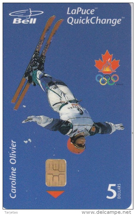 TARJETA DE CANADA DE LA ESQUIADORA CAROLINE OLIVIER EN NAGORO 98 DE TIRADA 75000 (BELL) - Canada