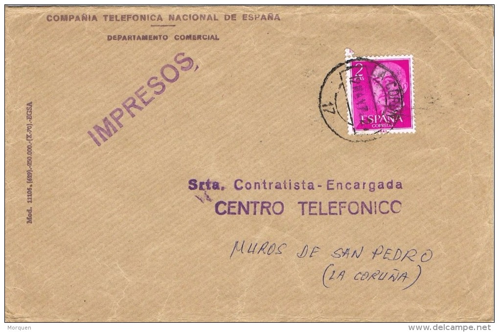 16141. Carta Impresos Compañia Telefonica Nacional CORUÑA 1972 - Cartas & Documentos