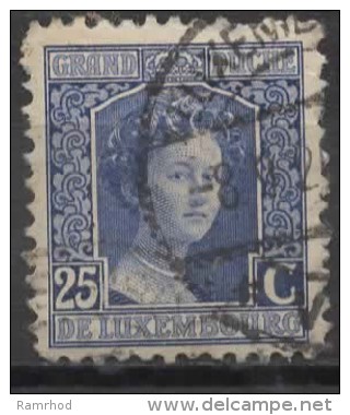 LUXEMBOURG 1914  Grand Duchess Adelaide -  25c. - Blue   FU PAPER ATTACHED - 1914-24 Marie-Adelaide