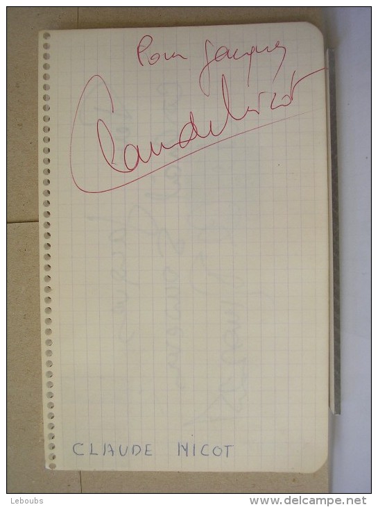 2 AUTOGRAPHES SUR PAPIER RECTO/VERSO - CHRISTIANE MINAZZOLI + CLAUDE NICOT - Other & Unclassified