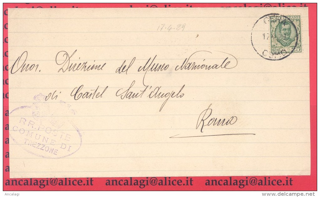 FL2429 - COMUNI D´ITALIA - TREZZONE (CO) - Piego Viagg. Nel 1929 Con 25c. "Floreale" - Storia Postale