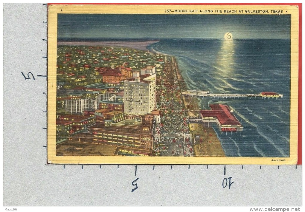 CARTOLINA VG USA - GALVESTON Texas - Moonlight Along The Beach - 9 X 14 - ANN. 1951 - Galveston