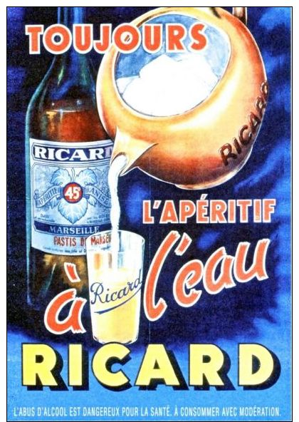 Postcard - Poster Reproduction - Toujours L´apéritif L"eau Ricard - Publicité