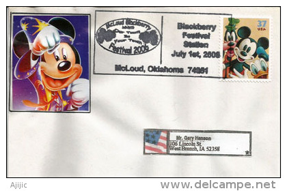 ETATS-UNIS.  Mickey Donald & Dingo, Oblitération Spéciale D´Oklahoma, Lettre Adressée En IOWA - Disney