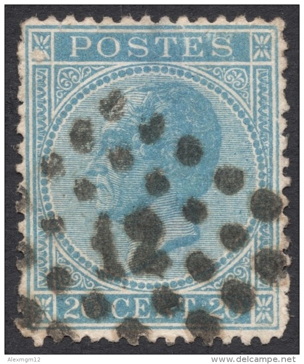 Belgium,  20 C. 1867, Sc # 19, Mi # 15, Used - 1865-1866 Profile Left