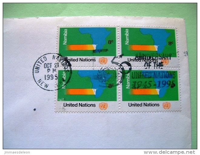 United Nations (New York) 1995 Cover To USA - Namibia - Map - Lettres & Documents