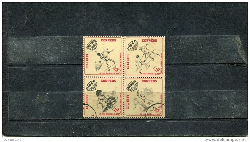 CUBA. 1962. SCOTT 738, 739, 741, 742. NATL. SPORTS INSTITUTE (INDER) EMBLEM AND ATHLETES - Usados