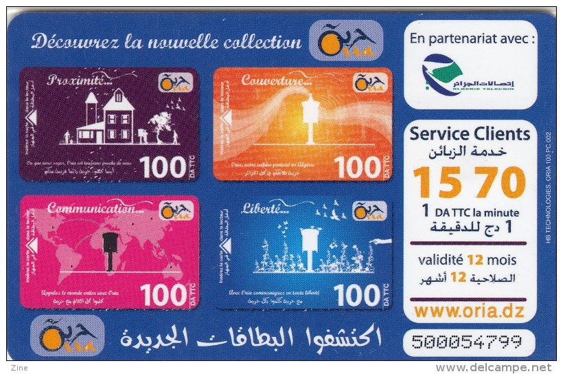 Algérie Télécarte Oria Série Liberté - Couverture - Proximité Et Communication Neuve Sous Blister - Algerien