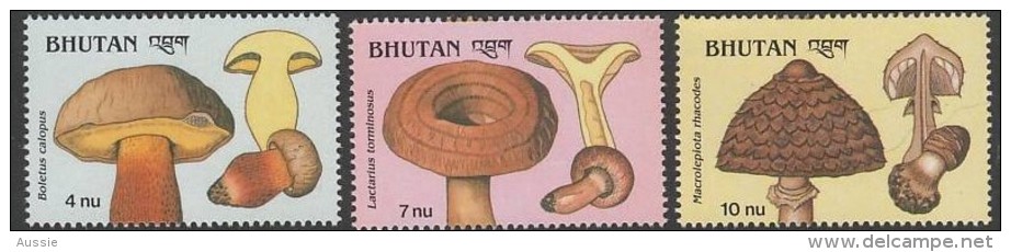 Bhoutan Bhutan1989 Yvertn° 856-58  *** MNH  Cote 6,50 Euro Flore Champignons Paddestoelen Mushrooms - Bhoutan