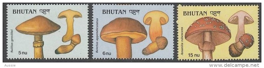 Bhoutan Bhutan1989 Yvertn° 859-61  *** MNH  Cote 7,50 Euro Flore Champignons Paddestoelen Mushrooms - Bhoutan