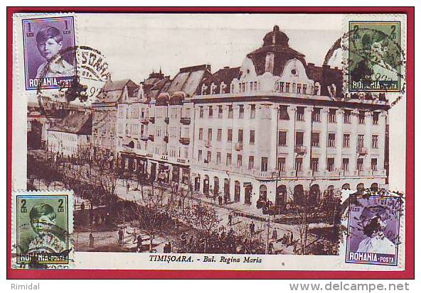 POSTCARD ROMANIA TIMISOARA QUEEN REGINA MARIA AVENUE CIRCULATED 1929 - Romania