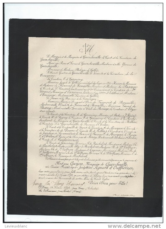 Annonce/Madame Guyon, Marquise De Guercheville/74ans /Chateau De Lebisey/CAEN/1894     FPD35 - Décès