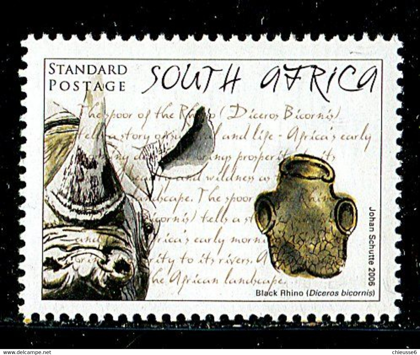 (cl. 3 - P.50) Afrique Du Sud **  N° 1396 (ref. Michel Au Dos) - Rhinocéros Noir - - Used Stamps