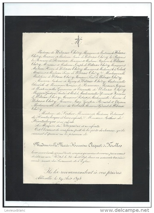 Annonce/Marie Hermine Acquet  De Férolles//73 Ans /ABBEVILLE/1894       FPD41 - Décès