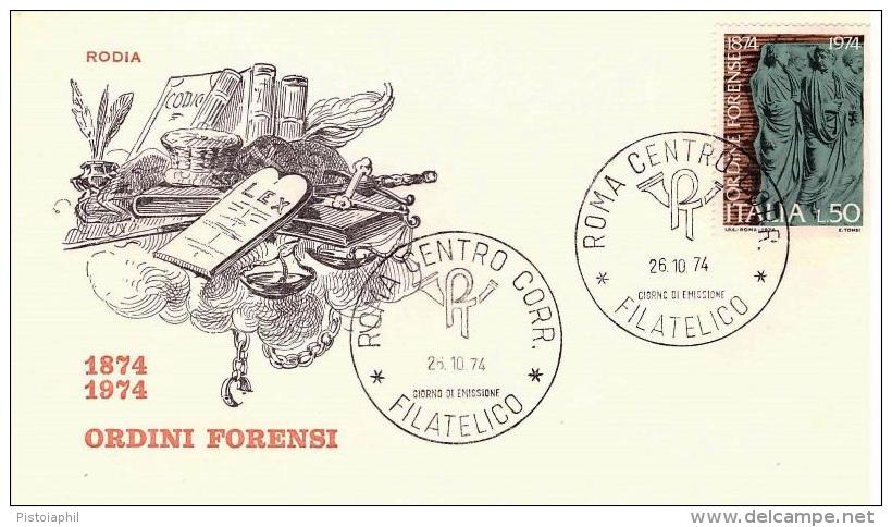 Fdc Rodia: ORDINI FORENSI  (1974); No Viaggiata; AF_Roma - FDC