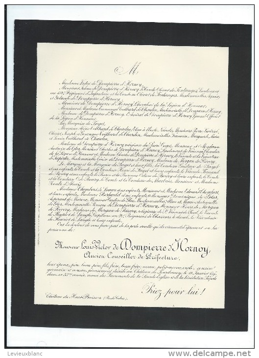 Annonce/Louis Victor De Dompierre D'Hornoy/53 Ans /Chateau De Haut Buisson / Pas De Calais /1895  FPD49 - Décès